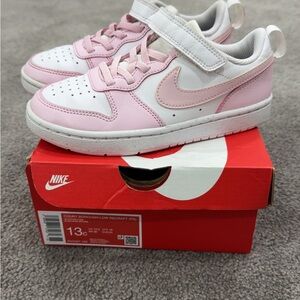 Nike Pink and White Retro Sneakers with Velcro Strap